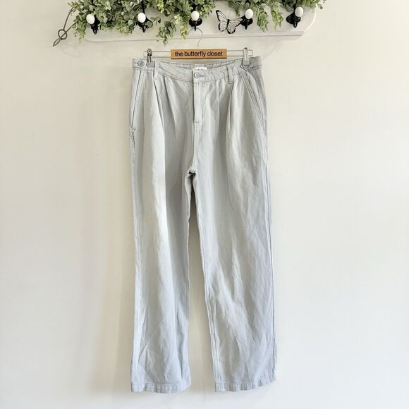 Topshop mid rise lightweight straight leg pants in blue New size 10 - Picture 2 of 6